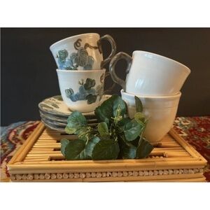 4 Vintage Poppytrail by Metlox  SCULPTURED GRAPES Coffee Cups & Saucers